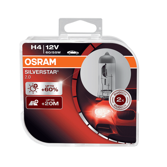 H4 Osram Silverstar 50% bulbs (pair)