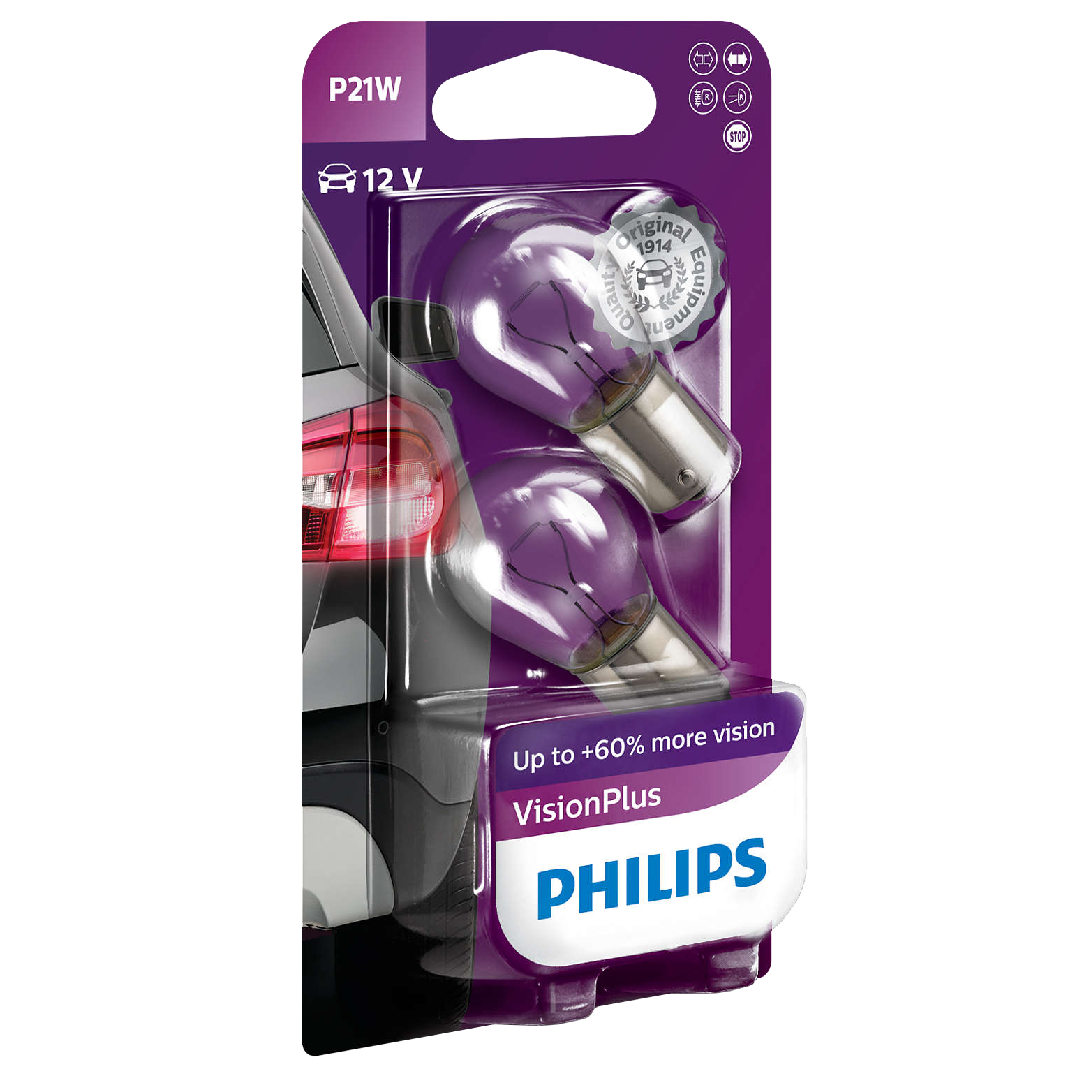 382 Vision Plus P21W Single filament +50% Philips (pair)