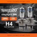 H4 Twenty20 Daylight200 +200% 12V 60/55W 472 Halogen Bulbs
