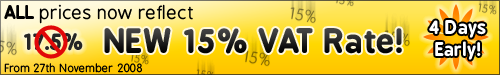 15% VAT Rate applied early!!