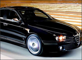 Italian Alfa Romeo with dipped headlights