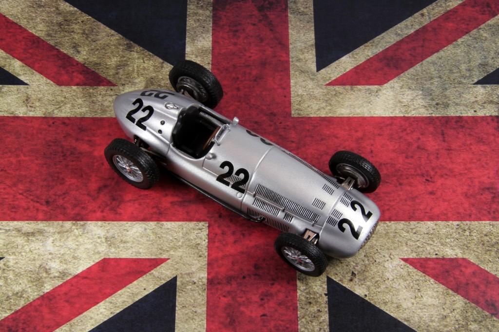 old race car over british flag