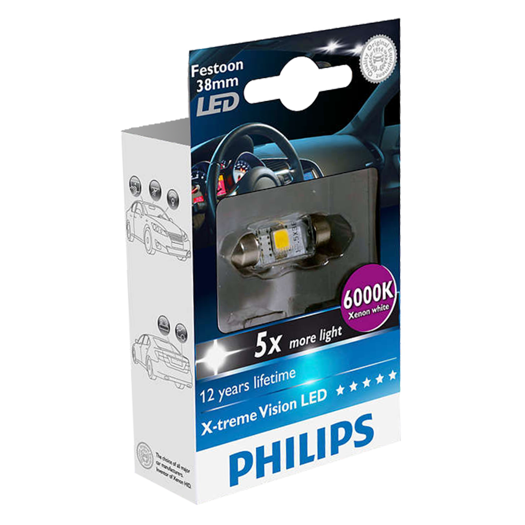 Waakzaamheid Bejaarden Hervat 239 Philips X-treme Vision LED 12V 38mm Number Plate & Interior Festoon Bulb