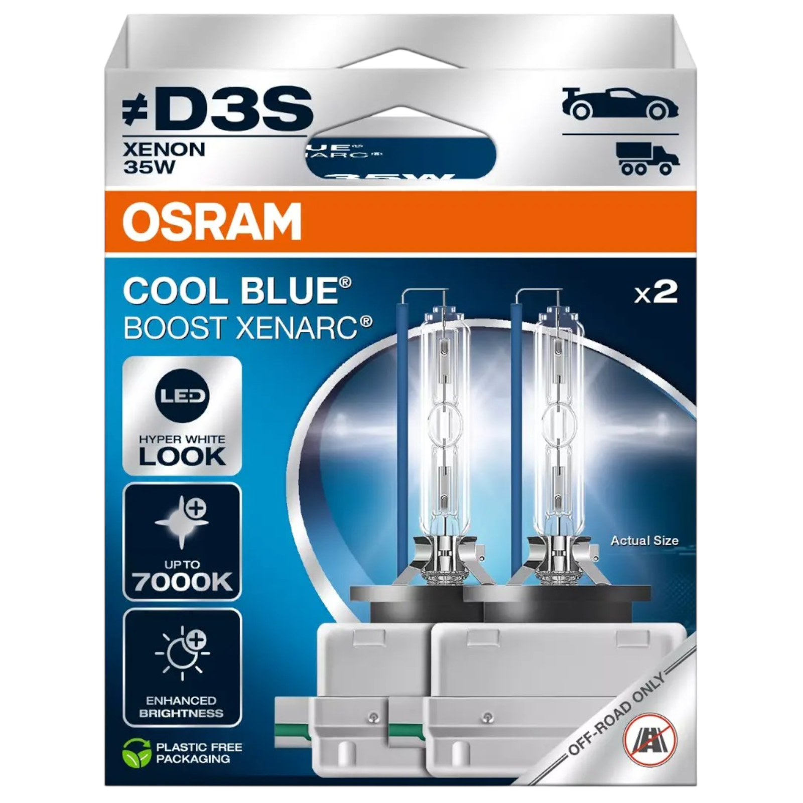 D3S OSRAM Cool Blue Boost Xenarc 35W 7000K Xenon HID Bulb