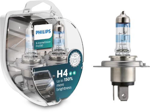 H4 Philips X-tremeVision Pro150 Upgrade Bulbs