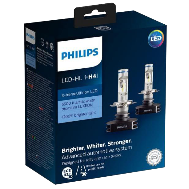 Evolve if Receiving machine H4 Philips X-Treme Ultinon LED 12V Headlight Bulbs (Pair)