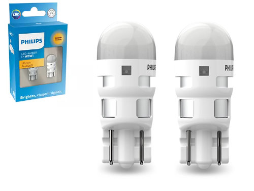 Philips Ultinon Pro6000 Amber LED W5W 501 (Twin) Car Bulbs