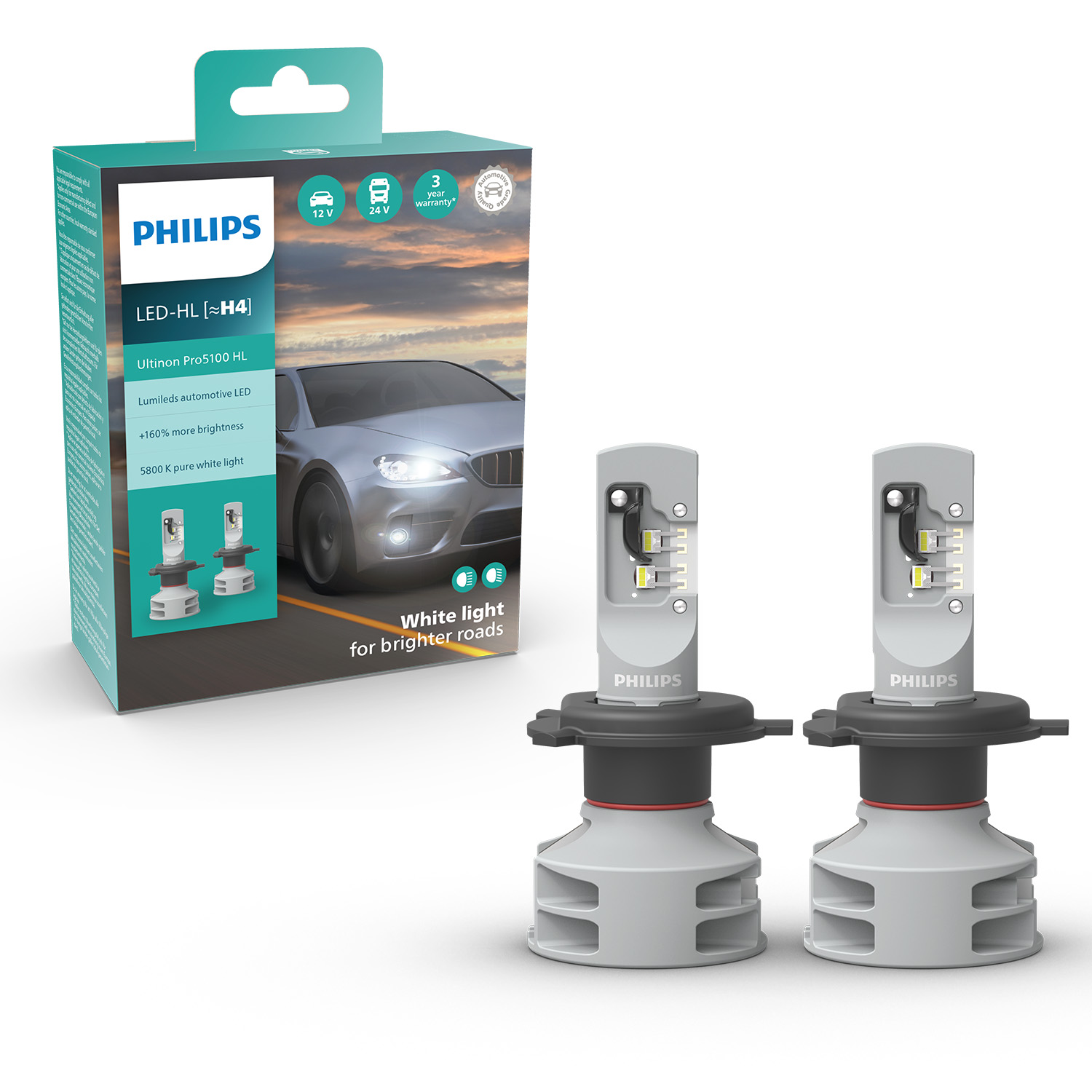 PHILIPS H4-LED Ultinon Pro Headlight Bulbs