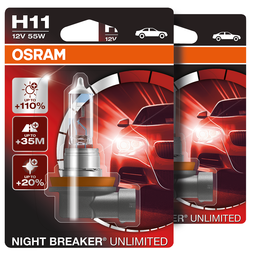 H11 OSRAM Night Breaker Unlimited +110% Upgrade Xenon Headlight Bulbs (Pair)
