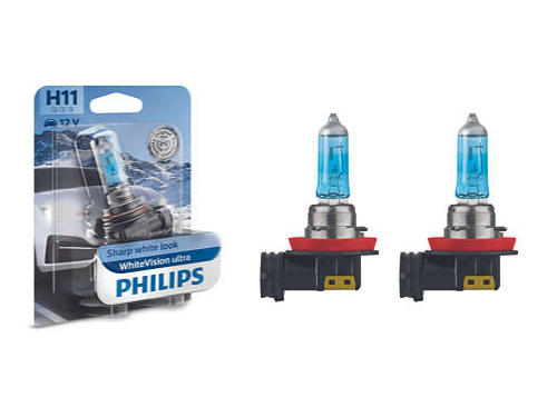 H11 Philips WhiteVision Ultra 12V 55W Halogen Bulbs