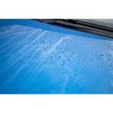 Meguiars Hybrid Ceramic Wash and Wax results with water beading on a blue car bonnet