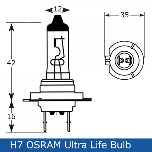 H7 OSRAM Ultra Life 12V 55W Bulb