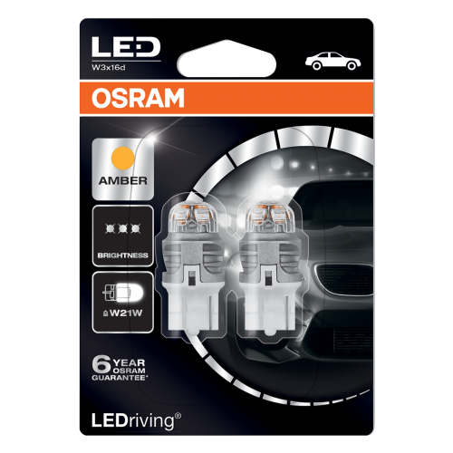582 Osram Long Life Led Retrofit Amber 12v 7440 W21w Wedge Bulb