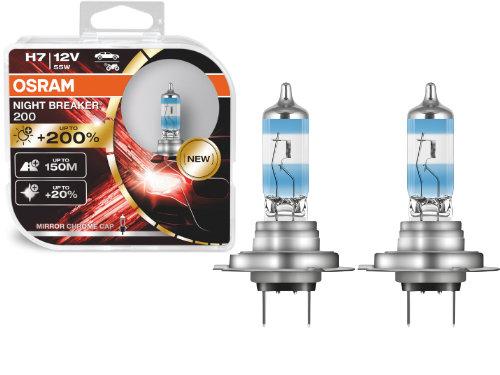 H7 OSRAM Night Breaker 200% Headlight Bulbs 12V 55W 64210NB200-HCB