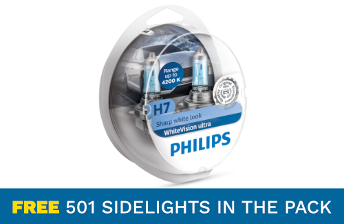 Lampes halogènes Philips White Vision H7 55 W / 12 V, lot de 2