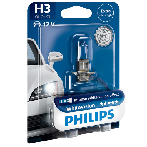 H3 Philips White Vision 1st Generation 12V 55W Halogen Bulb