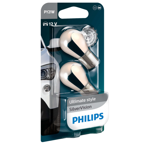 581 Philips Silver Vision (Amber) 12V 21W PY21W Indicator Bayonet Bulbs (Pair)