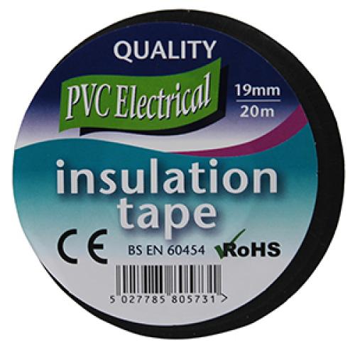 PVC Electrical Insulation Tape - 19mmx20m Roll (Black)