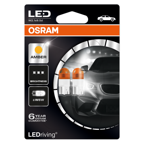 501 OSRAM Long Life LED 12V W5W Amber Wedge Bulbs (Pair)