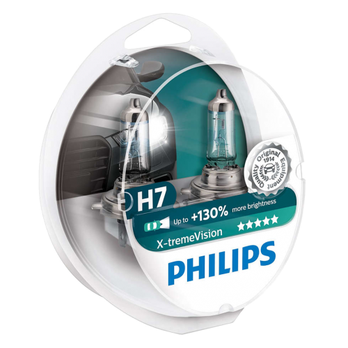 H7 Philips X-treme Vision +130% 12V 55W 477 Halogen Bulbs (Pair)