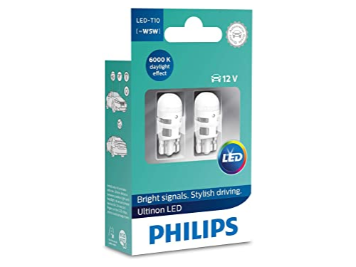 501 Philips Ultinon 6000K LED 12V W5W T10 Wedge Bulbs (Pair)