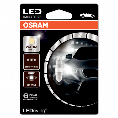 269 Osram Long Life LED Retrofit Warm White 12V 31mm Festoon Bulb