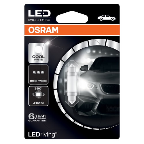 264 Osram Long Life LED Retrofit Cool White 12V C5W 42mm Festoon Bulb