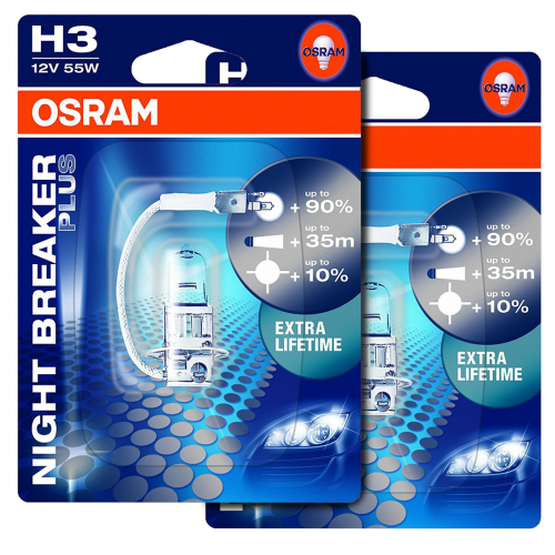 H3 OSRAM Night Breaker+90% More Light plus 10% Whiter Light (Pair)