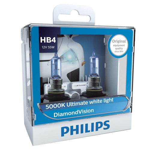 HB4 Philips Diamond Vision 12V 51W 9006 Halogen Bulbs (Pair)