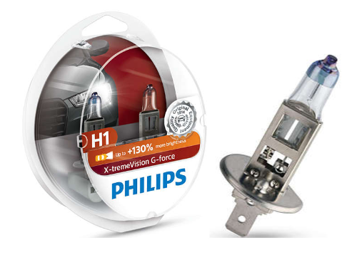 H1 Philips X-Treme Vision G-Force 130% Headlight Bulbs (Pair)
