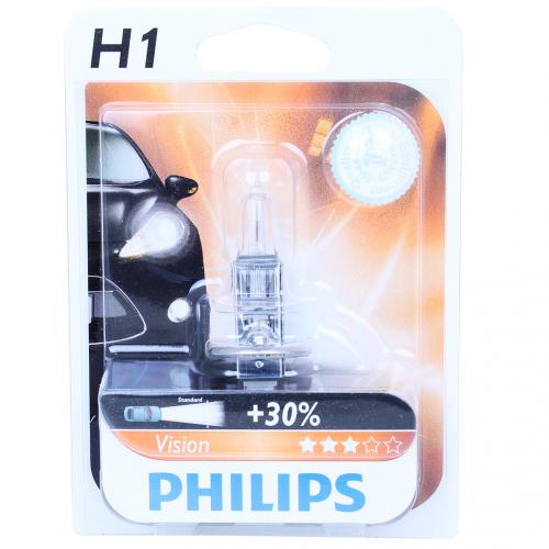 H1 Philips Vision +30% 12V 55W Halogen Bulb