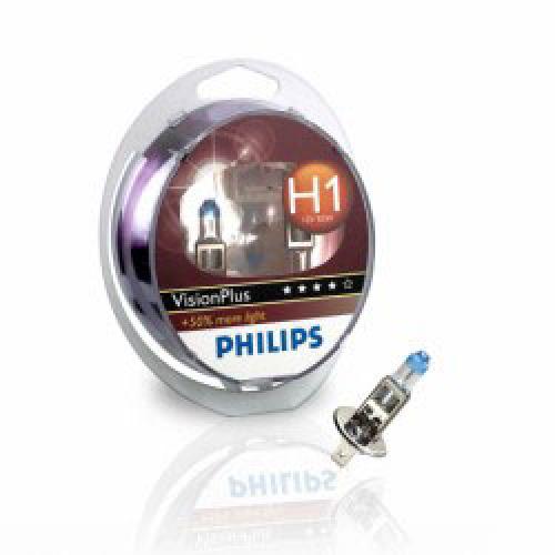 H1 Philips Vision Plus 50% bulbs (pair)