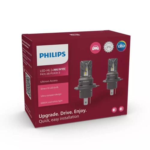 H4/H19 Philips Ultinon Access LED Headlight Bulbs (Pair)