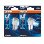 380R Osram Diadem Chrome Red 12V 21/5W PR21/5W Bayonet Bulbs (Pair)