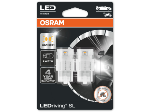 582 OSRAM LEDriving SL Range (W21W) LED Upgrade Bulbs (Amber) - Pair