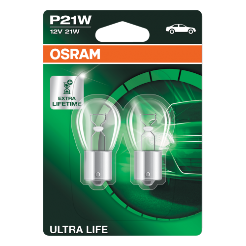 382 OSRAM Ultra Life 12V 21W P21W Bayonet Bulbs (Pair)