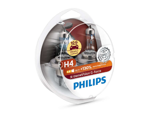 H4 Philips X-Treme Vision G-Force 130% Headlight Bulbs (Pair)