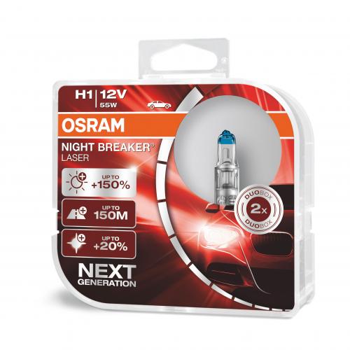 H1 OSRAM Night Breaker Laser 150% Next Generation 12v 55w (Pair) - Open Packaging