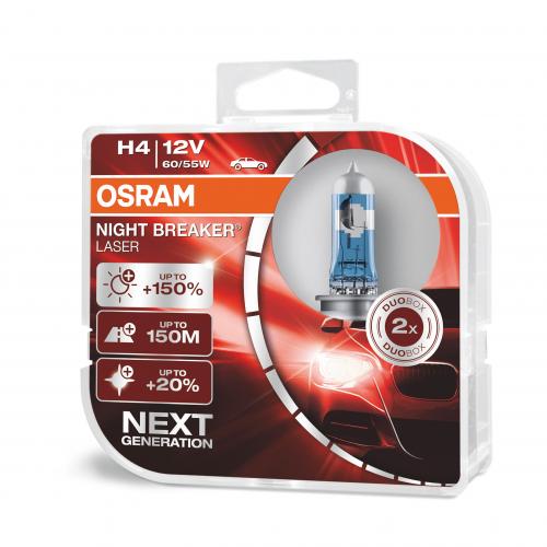 H4 OSRAM Night Breaker Laser 150% Next Generation 12V 60/55W (Pair)