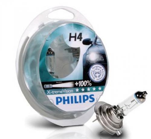 H4 Philips X-treme Vision +100% Headlight Bulbs